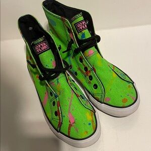 Gotta Flurt Neon Green Paint-Splash High-Top Sneakers
